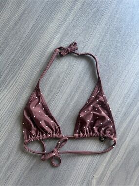 Brown Triangle Bikini Top with White Lining